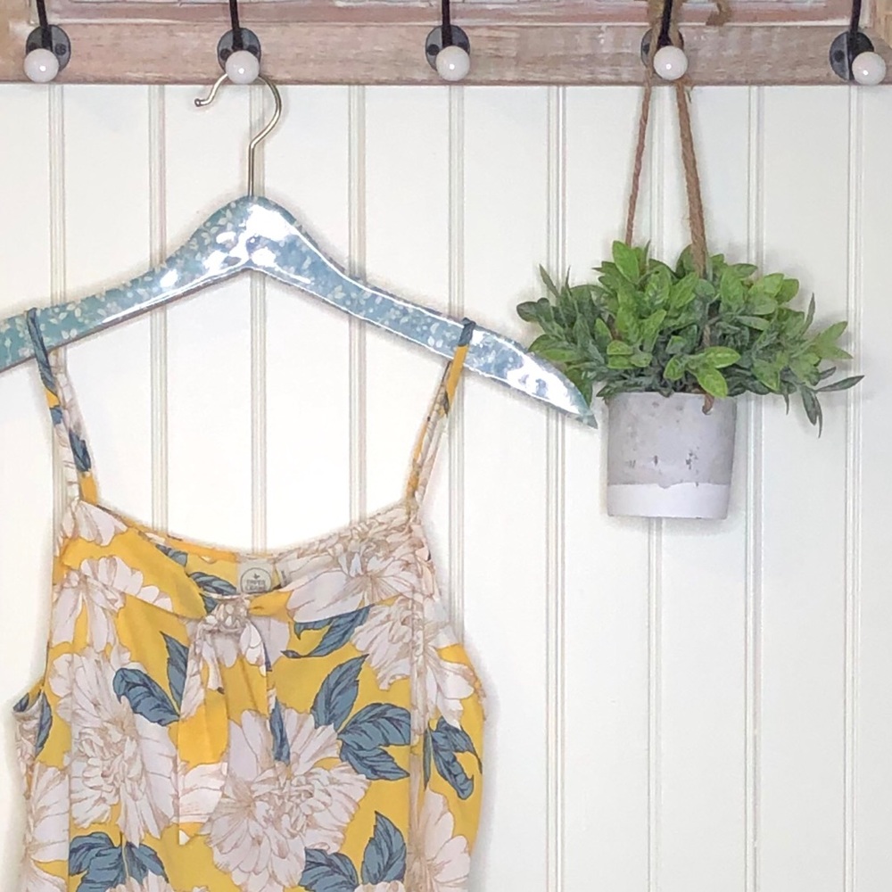 Paper Crane Yellow Floral Tie Front NWT Small S